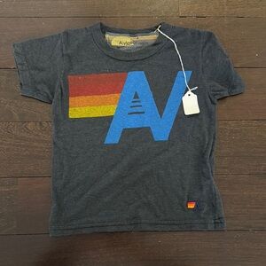 Aviator Nation Kids Gray T-Shirt with Blue and Red Accents